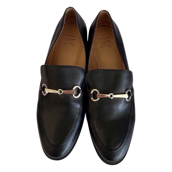 INC Womens Taylyn Black Silver Bit Chain Leather Slip On Loafers Size 11 Medium - Picture 9 of 10